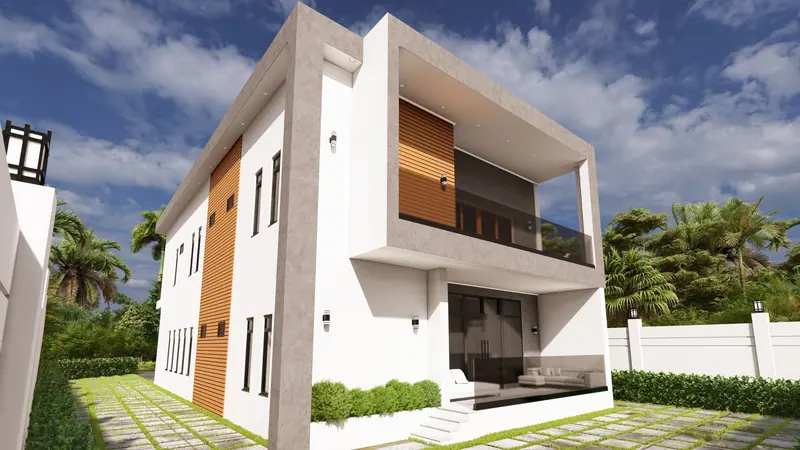 Two-storey residence with timber screens, designed by Elite Architecture